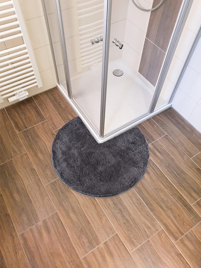 FLUFFY ® Bath Mat for Corner Showers, made of Microfibre, with Non-Slip Bottom (Round | Inner Dimensions 45 x 45 cm, Anthracite) - Image 2