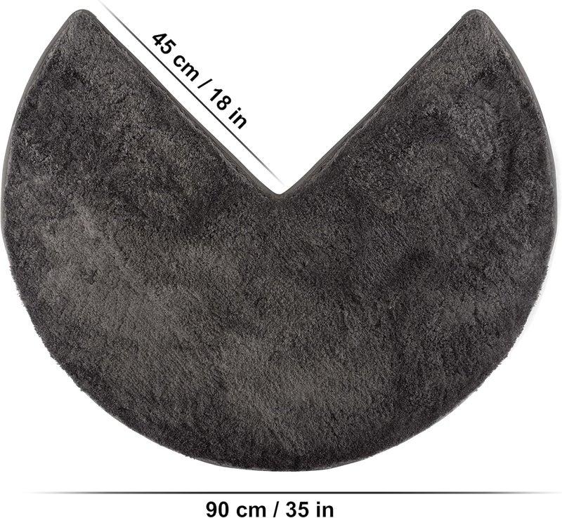 FLUFFY ® Bath Mat for Corner Showers, made of Microfibre, with Non-Slip Bottom (Round | Inner Dimensions 45 x 45 cm, Anthracite) - Image 3