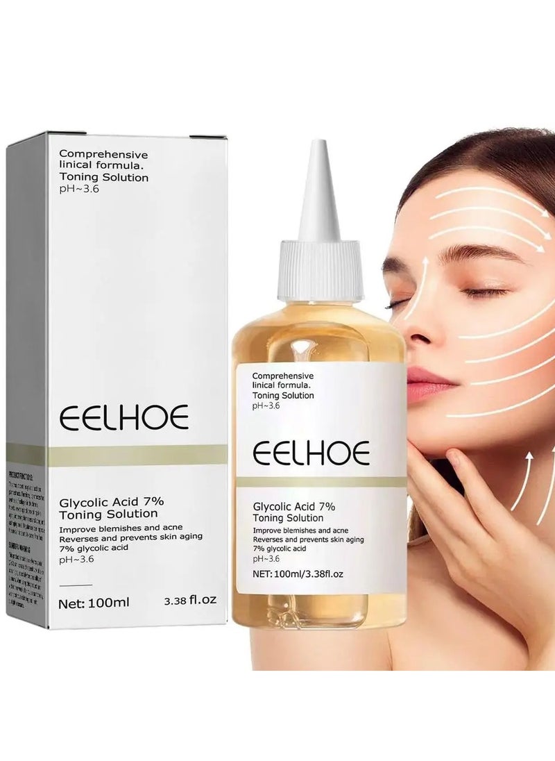 EELHOE Glycolic Acid 7 Toning Resurfacing Solution, 100ml Facial Toner Acid, Facial Toner to Renew Aging Oily and Dry Skin  - Image 1