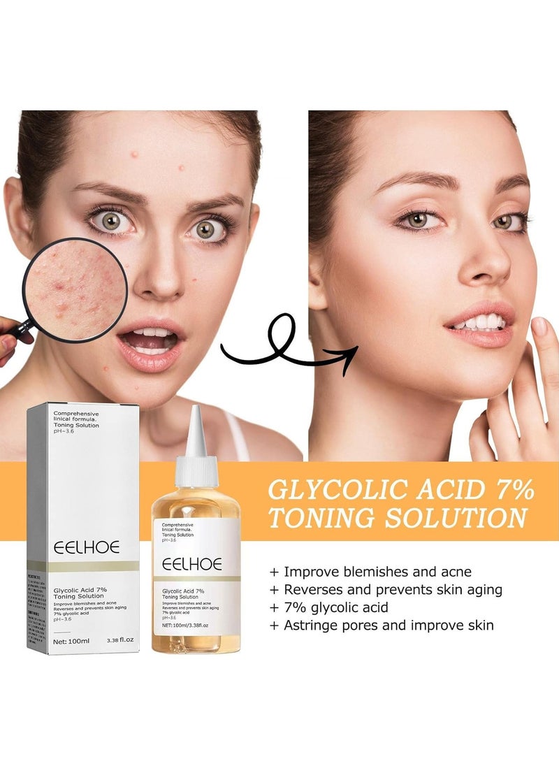EELHOE Glycolic Acid 7 Toning Resurfacing Solution, 100ml Facial Toner Acid, Facial Toner to Renew Aging Oily and Dry Skin  - Image 3