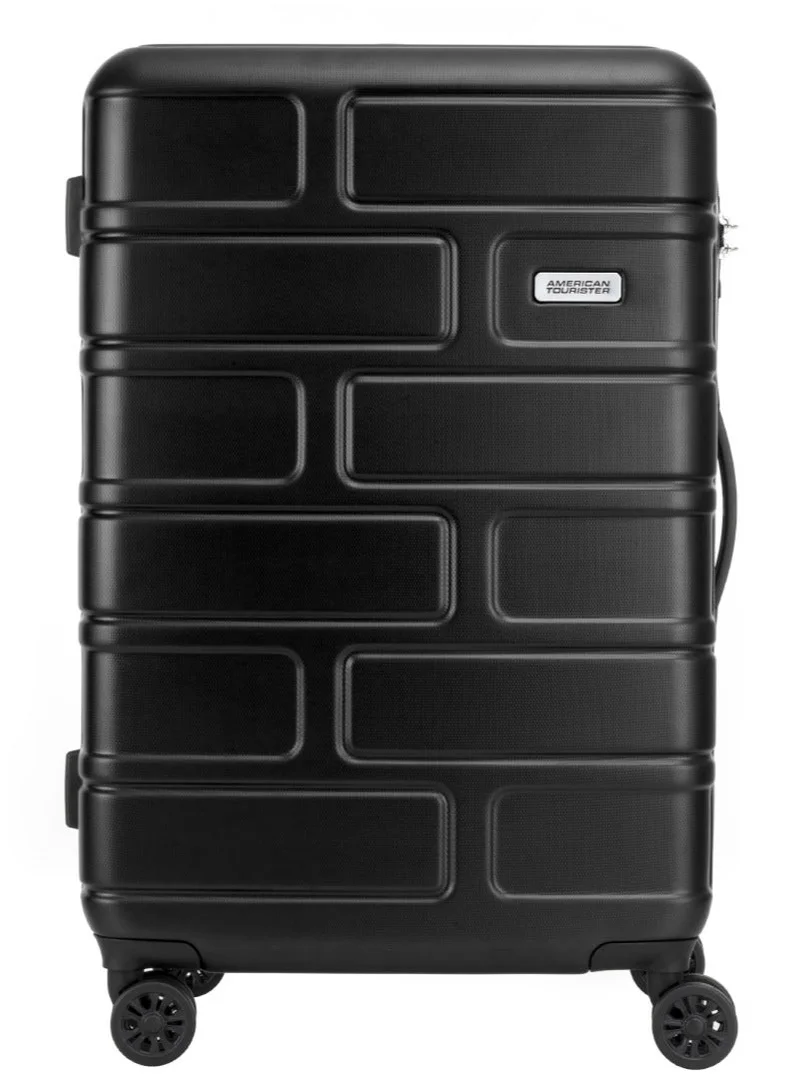 AMERICAN TOURISTER Bricklane Suitcase, 4 Spinner Wheels, Hard Top, Polycarbonate, Jet Black|Lightweight|Scratch & Impact Resistance|TSA Lock|Inner Mesh Zippered Pocket - 3 Years International Warranty