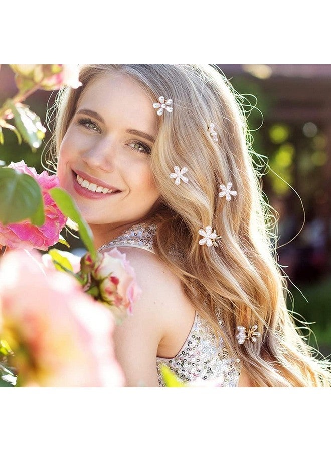 SUN Ring SUNRING White Pearl Mini Claw Metal Clips Flower Design Small Clutcher Barrettes Hair Accessories for Women and Girls Small Claw Hair Clip (Pack of 4, White) - Image 5