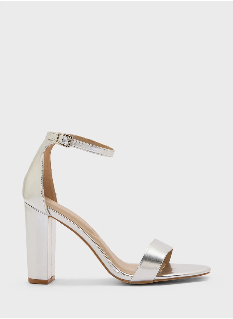Truffle Ankle Strap High Block Heel Sandal