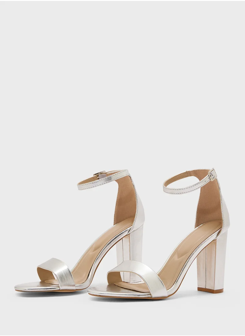 Truffle Ankle Strap High Block Heel Sandal