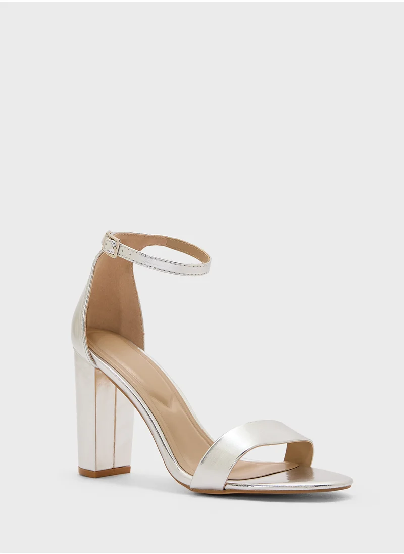 Truffle Ankle Strap High Block Heel Sandal