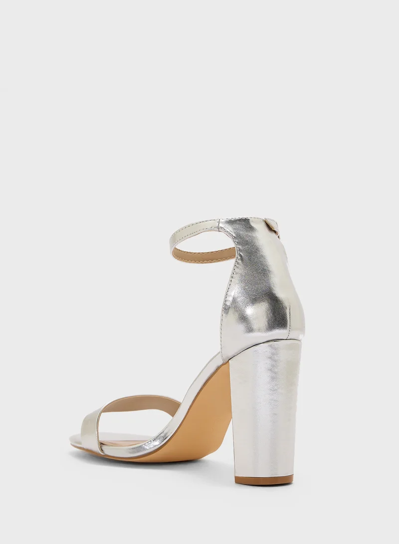 Truffle Ankle Strap High Block Heel Sandal