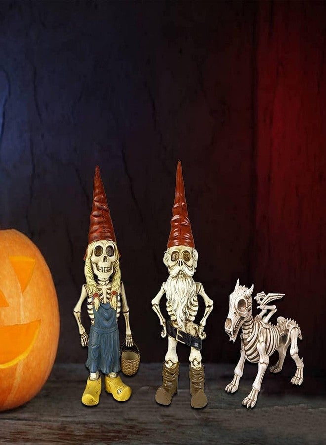 brableewear Skeleton Garden Gnomes Statue Zombie Gnome Sculptures Resin Dwarf Figurines Horror Halloween Ornaments - Image 4