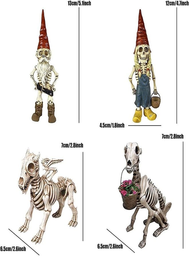 brableewear Skeleton Garden Gnomes Statue Zombie Gnome Sculptures Resin Dwarf Figurines Horror Halloween Ornaments - Image 5