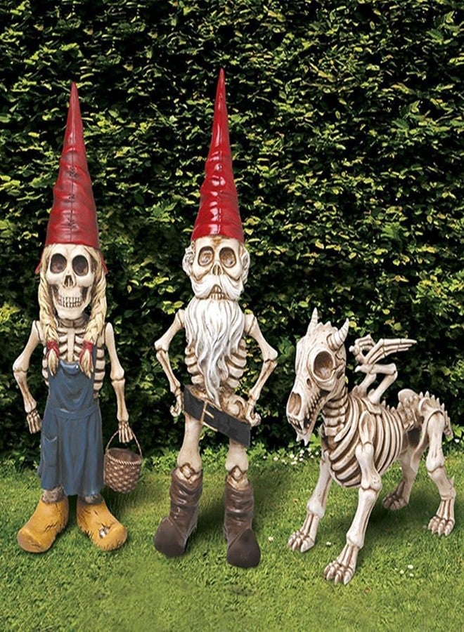 brableewear Skeleton Garden Gnomes Statue Zombie Gnome Sculptures Resin Dwarf Figurines Horror Halloween Ornaments - Image 1