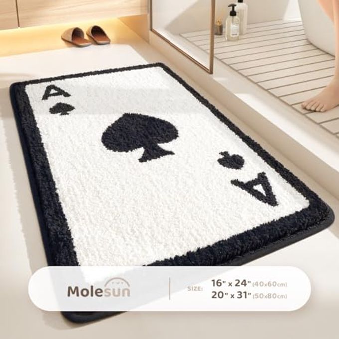 Molesun Poker Bathroom Mat Funny, Ace Of Spades, Extra Soft And Absorbent Bath Rugs, Machine Wash Dry, Non-Slip Carpet Mat For Tub, Shower, And Bath Room, Spade, 16X24 - Image 2