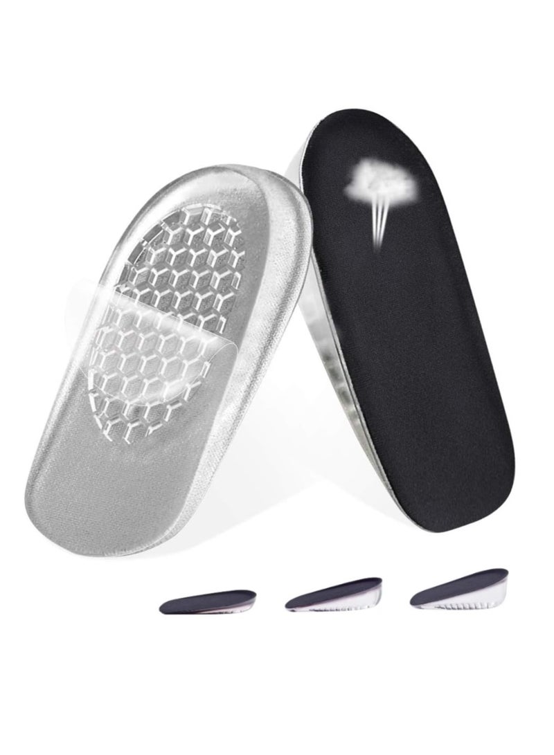 GUDOO 3 Pairs Gel Height Increase Insole Invisible Heel Lift Inserts Elastic Shock Absorption Pads 3 Heights for Men Women - Image 1