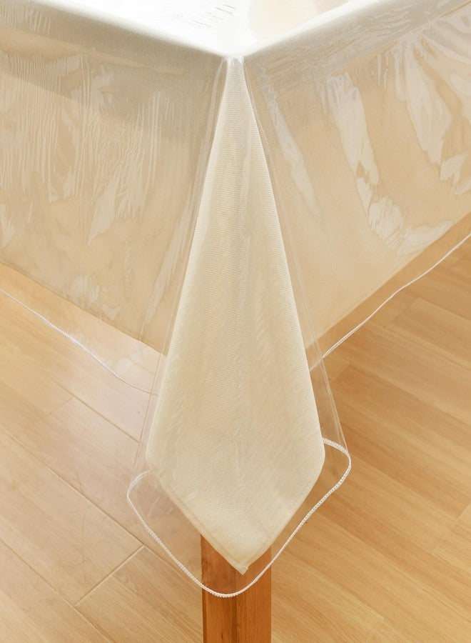 JIUZHEN 54" x 80" Heavy Duty Clear Vinyl Tablecloth - 100% Waterproof & Oil-Proof, Spill-Resistant - Easy Wipe-Clean Table Cover for Dining, Parties, Camping, Picnic, Outdoor (Rectangle) - Image 1