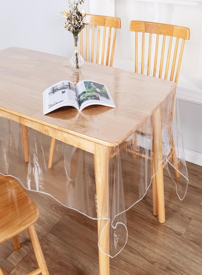 JIUZHEN 54" x 80" Heavy Duty Clear Vinyl Tablecloth - 100% Waterproof & Oil-Proof, Spill-Resistant - Easy Wipe-Clean Table Cover for Dining, Parties, Camping, Picnic, Outdoor (Rectangle) - Image 3