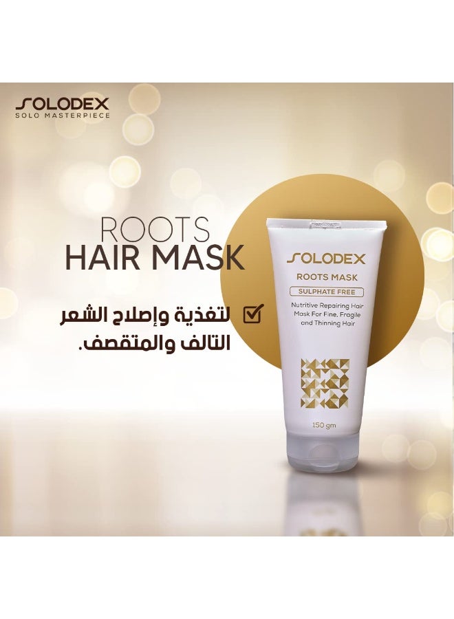 Macro SOLODEX Roots Hair Repair Mask for Weak Brittle Hair - Sulphate Free, 150gm - Image 1