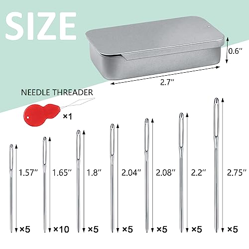 FIVEIZERO 80/40 PCS Large-Eye Blunt Needles,8 Sizes Stainless Steel Yarn Knitting Needles,Sewing Needles,Crafting Knitting Weaving Stringing Needleswith Threaders for Finishing Off Crochet Projects CJ - Image 2