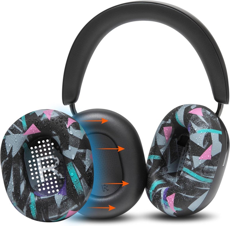 WC SweatZ Ace - Patented Earpad Sweat Covers for Sonos Ace Wireless Noise Cancelling Headphones by Wicked Cushions | Sweatproof & Easily Washable | 90's Black - Image 1
