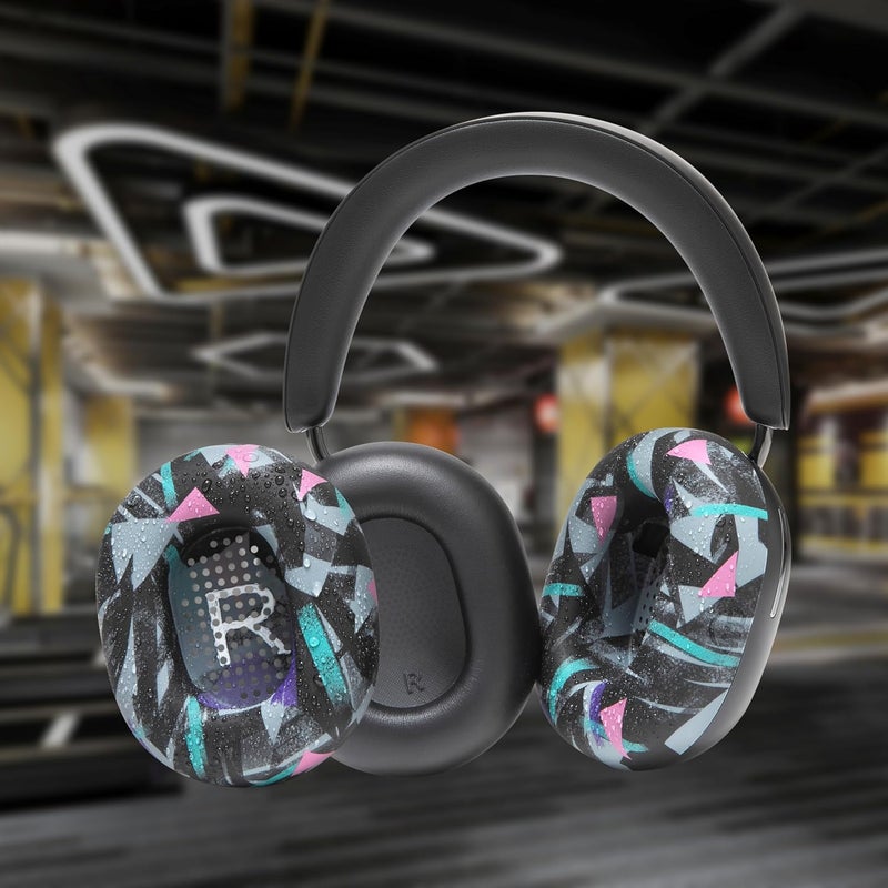 WC SweatZ Ace - Patented Earpad Sweat Covers for Sonos Ace Wireless Noise Cancelling Headphones by Wicked Cushions | Sweatproof & Easily Washable | 90's Black - Image 4