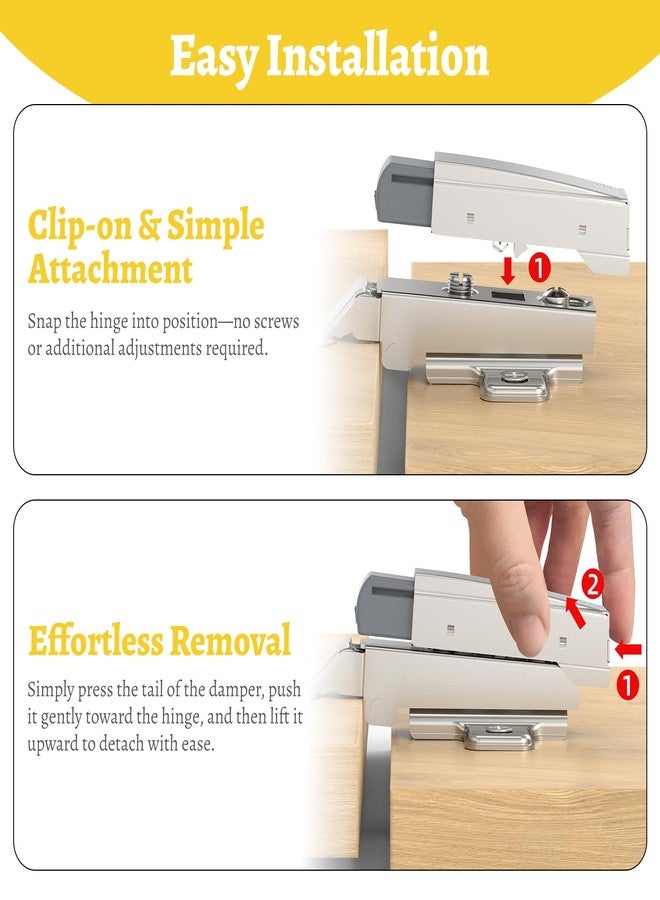 Onemake 10 Pack Soft Close Motion Damper Mechanism for Full Overlay Hinges, Smooth Slow Straight-Arm, Clip Top Retrofitting Attachment, Cabinet Door Concealed Replacement Hardware Accessories - Image 5