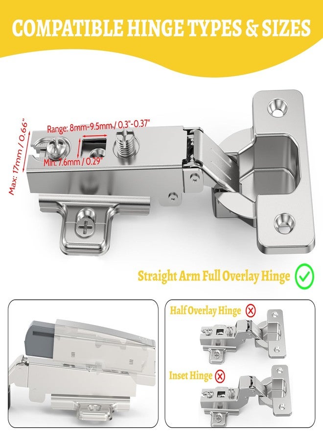 Onemake 10 Pack Soft Close Motion Damper Mechanism for Full Overlay Hinges, Smooth Slow Straight-Arm, Clip Top Retrofitting Attachment, Cabinet Door Concealed Replacement Hardware Accessories - Image 2