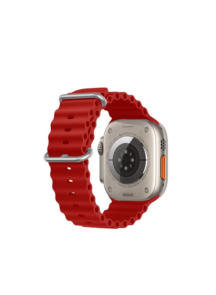 GULFLINK Adjustable Loop Sport Fluoroelastomer Breathable Watch Band for Apple Watch 42/44/45/49mm Red - Image 2
