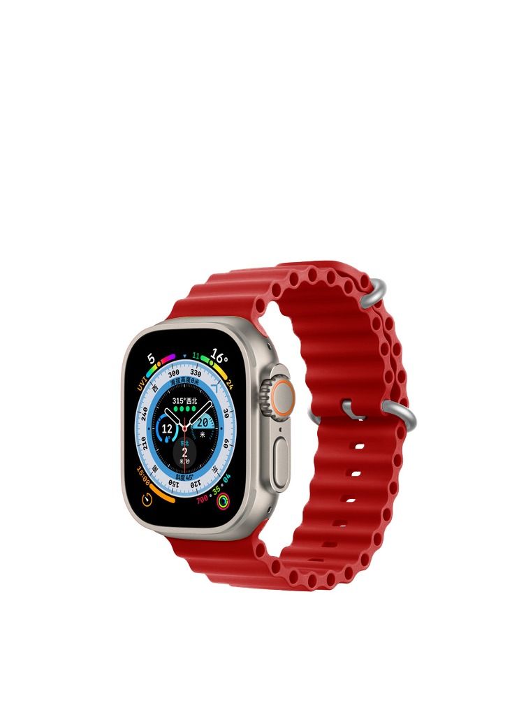 GULFLINK Adjustable Loop Sport Fluoroelastomer Breathable Watch Band for Apple Watch 42/44/45/49mm Red - Image 1