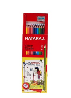 NATARAJ 12-Piece Colour Pencils Multicolour With Colouring Book And Sharpener  - Image 1