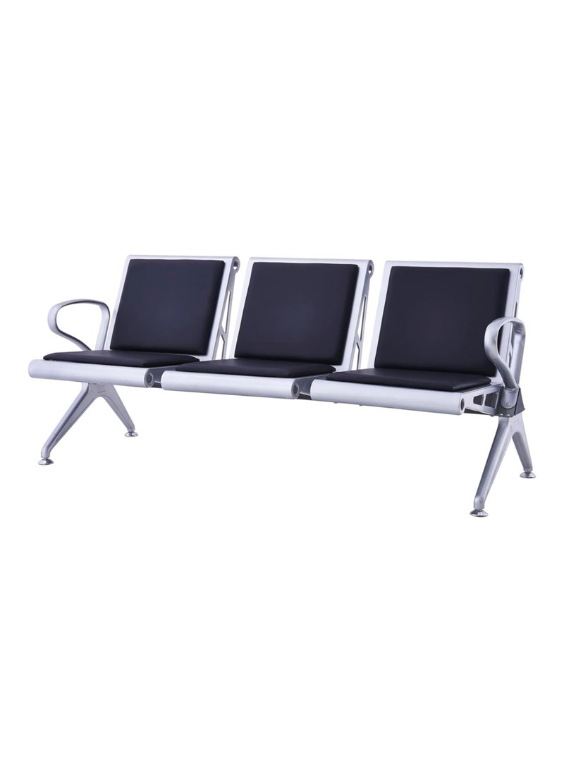 KARNAK 3 Seater Airport Chair With Cushion-BLACK For Airport, Office, Hospital, And School Outside or Inside  - Image 1