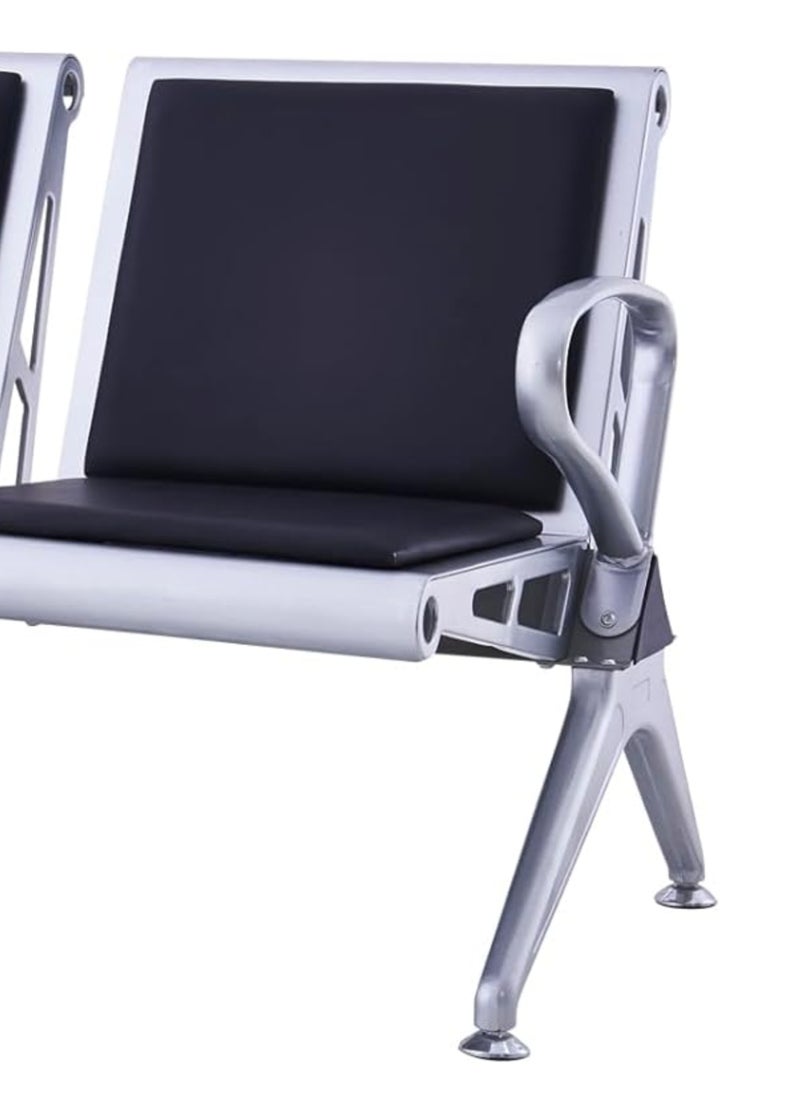 KARNAK 3 Seater Airport Chair With Cushion-BLACK For Airport, Office, Hospital, And School Outside or Inside  - Image 2