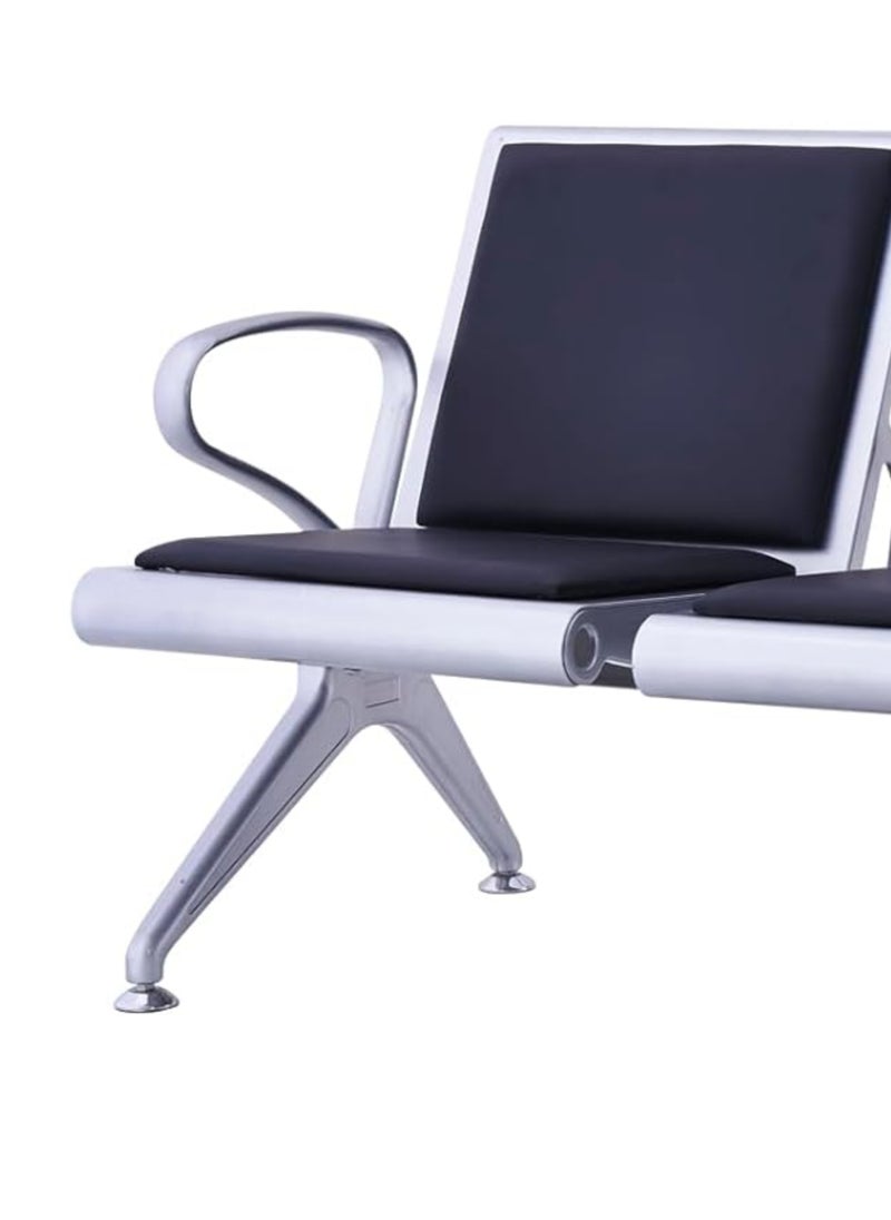 KARNAK 3 Seater Airport Chair With Cushion-BLACK For Airport, Office, Hospital, And School Outside or Inside  - Image 3