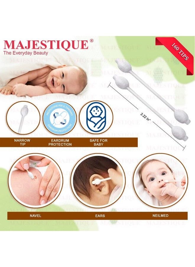 MAJESTIQUE - Baby Safety Cotton Swab Ideal For Babies 100% Paper Organic Soft & Gentle Tip For Cleaning Makeup Removal & More 80 Swabs For Baby Pack Of 2 - Image 1