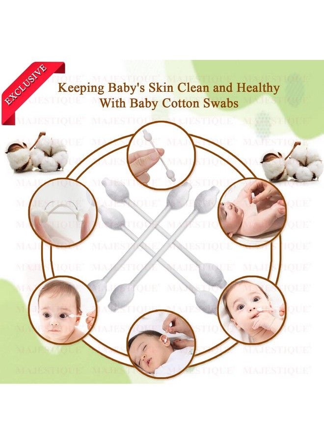 MAJESTIQUE - Baby Safety Cotton Swab Ideal For Babies 100% Paper Organic Soft & Gentle Tip For Cleaning Makeup Removal & More 80 Swabs For Baby Pack Of 2 - Image 1