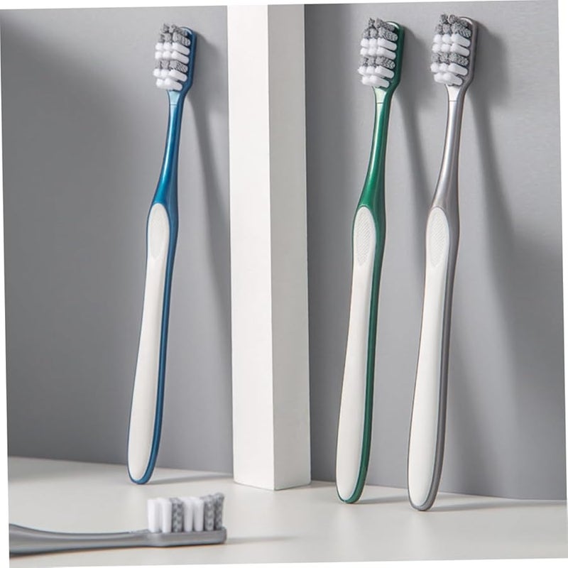 4 Pack Hard Bristle Toothbrush For Men Firm Brush Plaque Removal Ergonomic Travel Design - Image 5