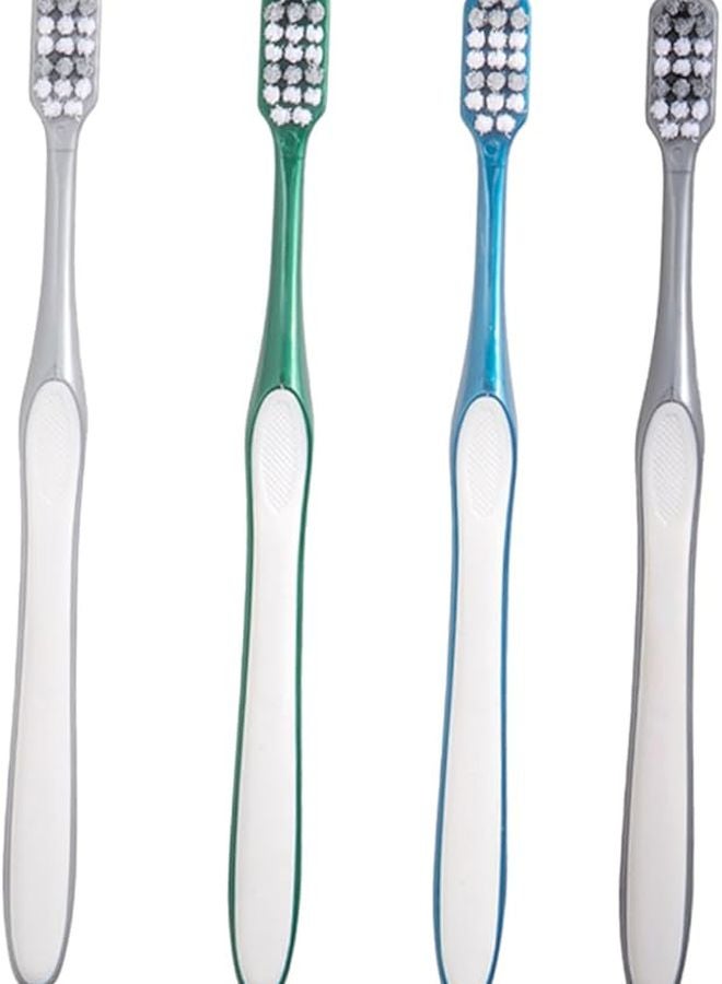 4 Pack Hard Bristle Toothbrush For Men Firm Brush Plaque Removal Ergonomic Travel Design - Image 2