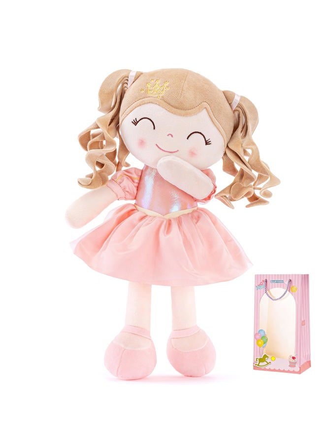Gloveleya Dolls Baby Girl Gifts Soft Plush Doll Pink Crown Princess 14" - Image 1