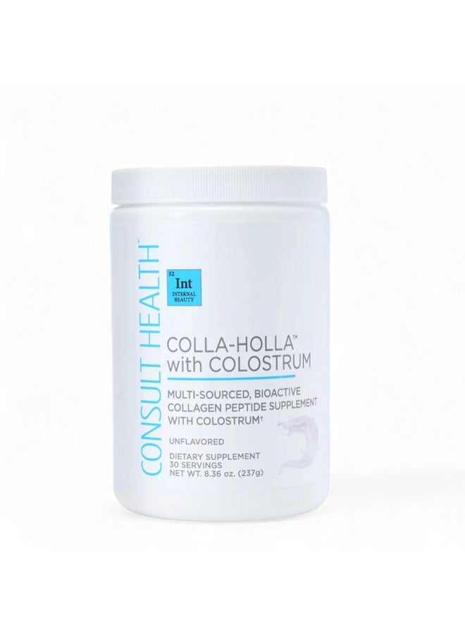 كونسيلت هيلث - استشر Health Colla Holla- مسحوق بروتين الكولاجين متعدد المصادر Verisol مع اللبأ لمرونة الجلد وتقليل التجاعيد والشعر الصحي ودعم المفاصل. 8.36 أونصة - Image 1