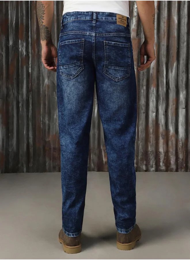 HIGH STAR Mid Rise Tapered Washed Jeans