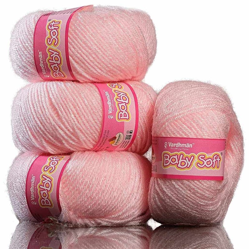 Vardhman Threads Vardhman Knitting Yarn Baby Soft Wool For Knitting, Kids Crochet Yarn Wool For Hand Knitting Art Craft, Knitting Wool Yarn For Sweater Scarves Hats And Dresses (6 Pcs, Light Baby Pink), 25 Gram - Image 5