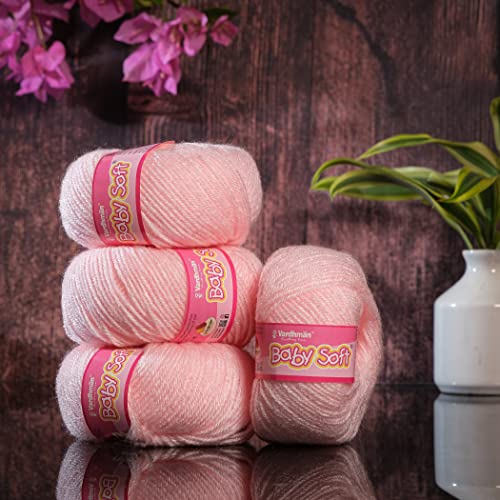 Vardhman Threads Vardhman Knitting Yarn Baby Soft Wool For Knitting, Kids Crochet Yarn Wool For Hand Knitting Art Craft, Knitting Wool Yarn For Sweater Scarves Hats And Dresses (6 Pcs, Light Baby Pink), 25 Gram - Image 2