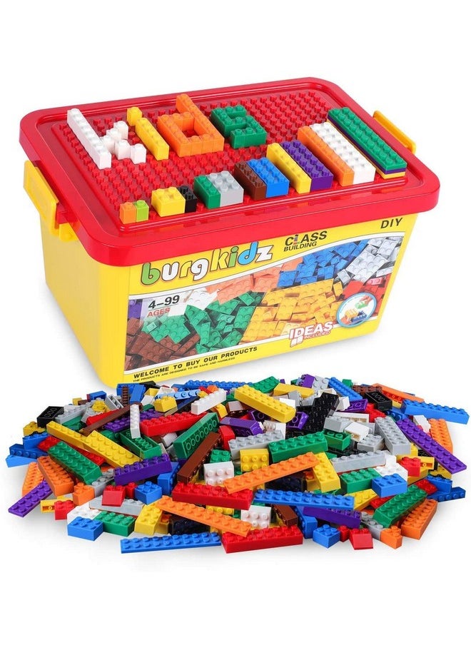 burgkidz burgkidz Building Bricks 568 Pieces Toys, Classic Building Blocks Includes Wheels, Door, Window, Compatible Bulk Block with Storage Box and Baseplate, STEM Educational Gift for Kids 3+ Year  - Image 1