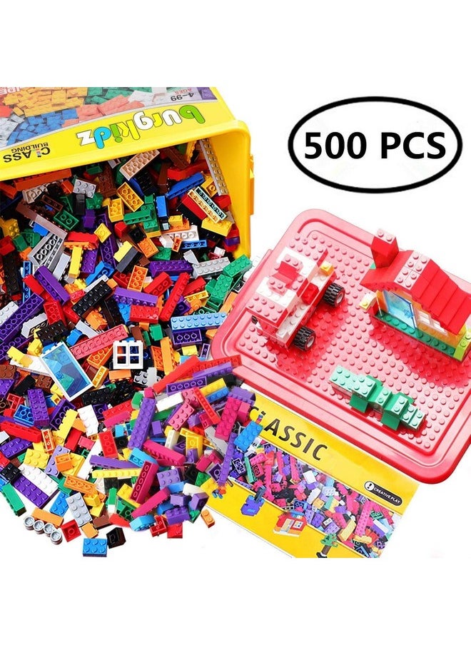burgkidz burgkidz Building Bricks 568 Pieces Toys, Classic Building Blocks Includes Wheels, Door, Window, Compatible Bulk Block with Storage Box and Baseplate, STEM Educational Gift for Kids 3+ Year  - Image 2