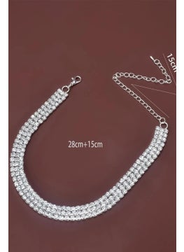 Bahels Women's Silver Color 3 Row Stone Choker Waterway Necklace  - Image 3