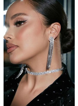Bahels Women's Silver Color 3 Row Stone Choker Waterway Necklace  - Image 1