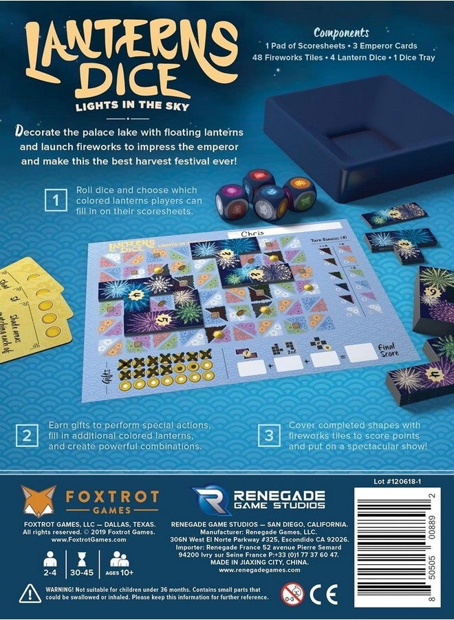 Renegade Game Studios Lanterns Dice - Lights in The Sky, Card Dice Board Game 2-4 Players, 30-45 Min, Ages 10 and Up, Decorate The Palace Lake with Floating Lanterns to Impress The Emperor, Score Points for Best Festival  - Image 3