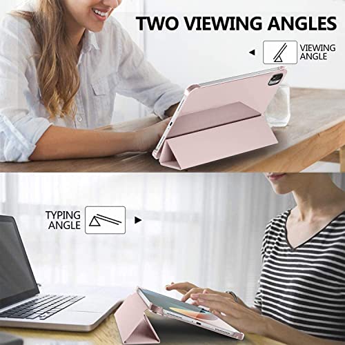 MOCA Translucent Back Flip Case for Xiaomi Pad 5 / Pad 5 Pro 11 Folio Flip Cover Protective Slim Case for Xiaomi Mi Pad 5 /Pad 5 Pro 11" (Pink) - Image 3