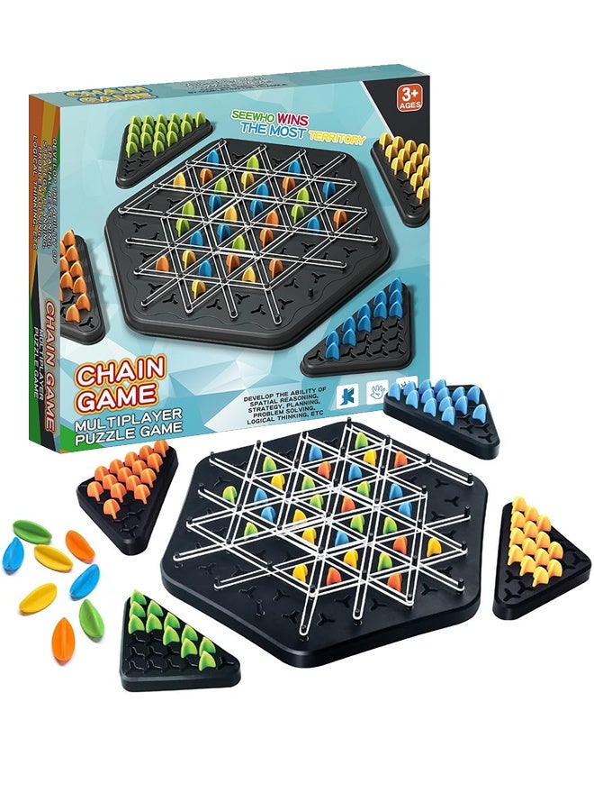 Chain Triangle Chess Game, 2 to 4 Players Board Games for Family Night, Back to School Gifts,Chain Chess Desktop Puzzle Interactive Game for Kids Adult Family Party - Image 1