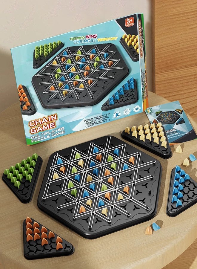 Chain Triangle Chess Game, 2 to 4 Players Board Games for Family Night, Back to School Gifts,Chain Chess Desktop Puzzle Interactive Game for Kids Adult Family Party - Image 5