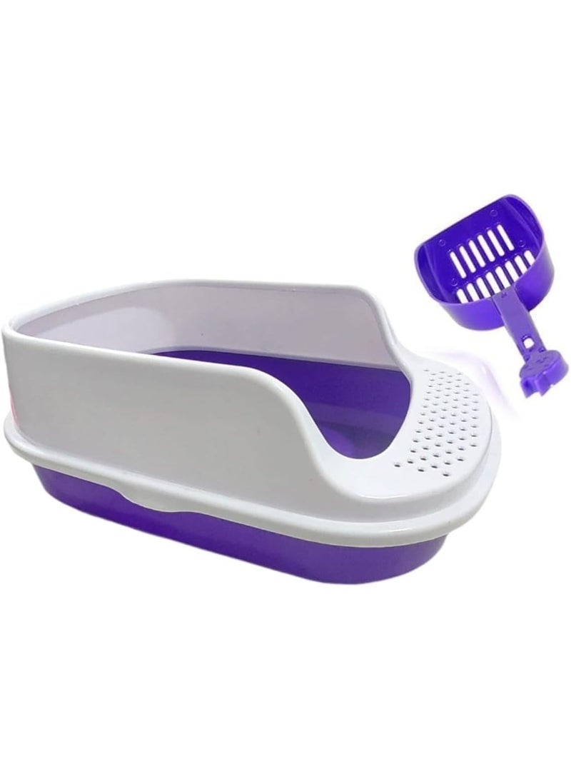 Generic Premium Large Cat Litter Box with Scoop – Easy to Clean, Spacious Design –Durable Plastic Cat Toilet for Hygiene & Odor Control Purple - Image 1