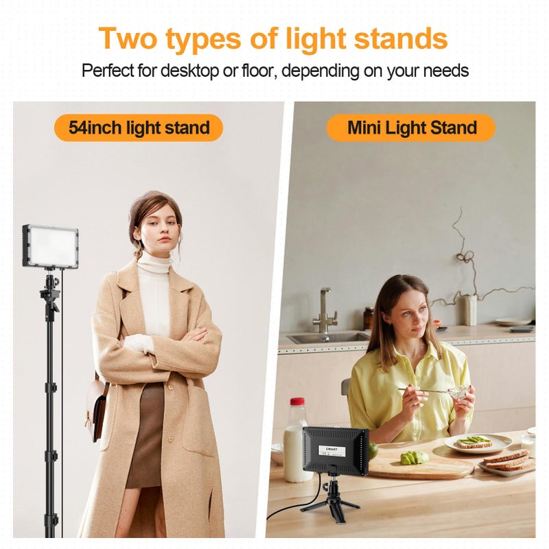 EMART Led Photography Lighting Kit, 2 Pcs Dimmable Continuous Portable Studio Light with 54 inch Adjustable Tripod Stand for Video Recording, Photoshoot, YouTube, Game Streaming - Image 4