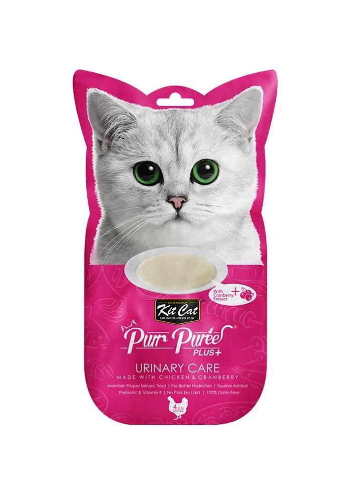 Kit Cat Purr Puree Plus+ Chicken & Cranberry (Urinary Care) 4x15g - Image 1