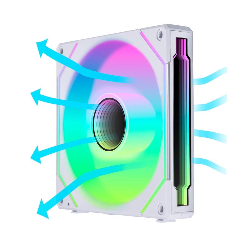 Lian Li UNI Fan SL-Infinity 140mm Reverse Blade-Single Pack-ARGB Fan-Daisy-Chain Design-Infinity Mirror-Customizable Lighting Effects-Without Controller-White-(14RSLIN1W) - Image 3